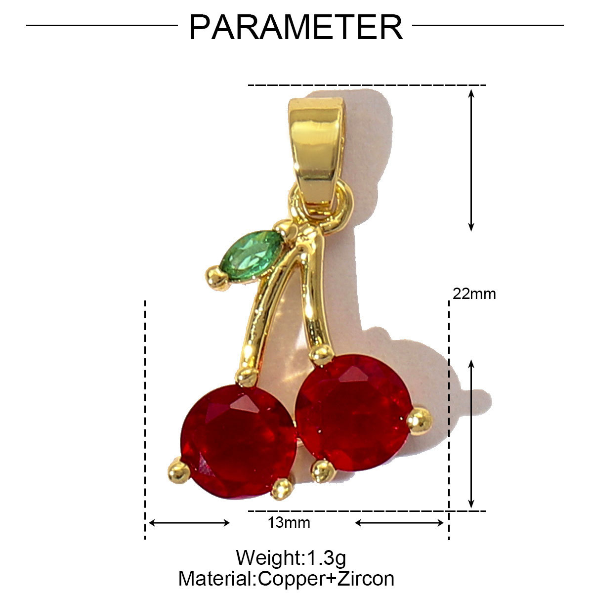 6pcs/pack Luxury Strawberry Cherry Cubic Zircon Angel Wing Charms Clover Rose Flower Copper CZ Necklace Pendants DIY Jewelry