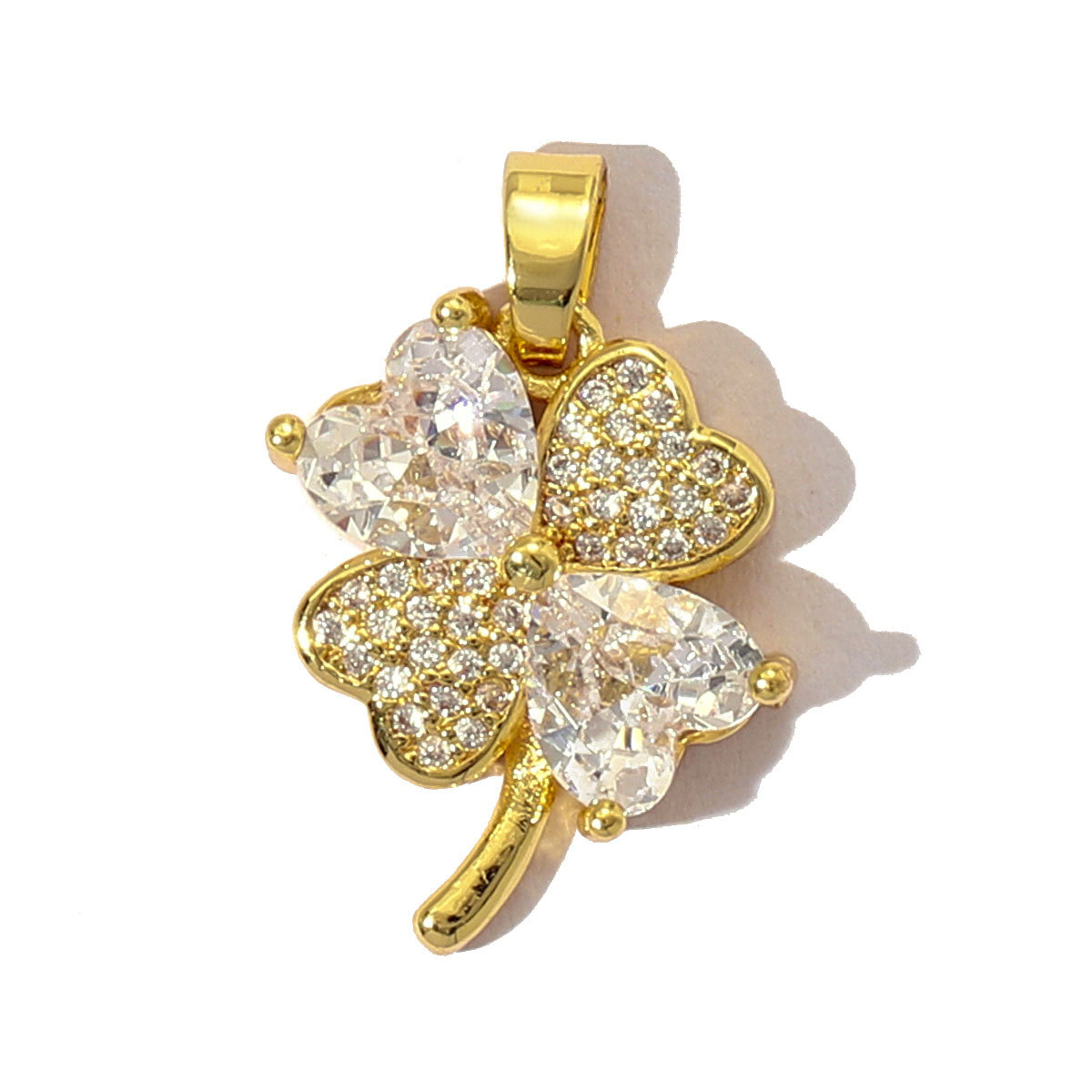6pcs/pack Luxury Strawberry Cherry Cubic Zircon Angel Wing Charms Clover Rose Flower Copper CZ Necklace Pendants DIY Jewelry