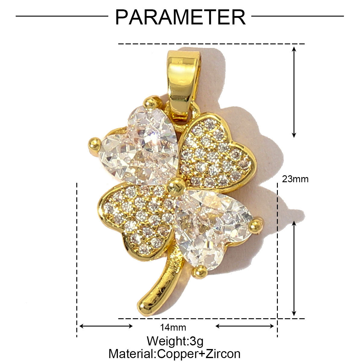 6pcs/pack Luxury Strawberry Cherry Cubic Zircon Angel Wing Charms Clover Rose Flower Copper CZ Necklace Pendants DIY Jewelry