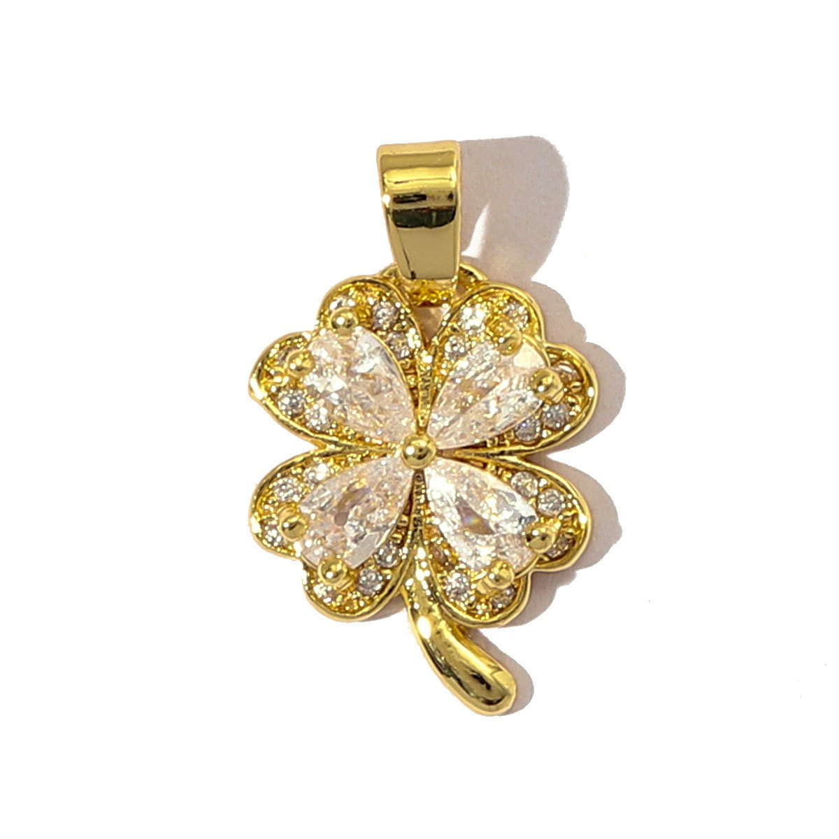 6pcs/pack Luxury Strawberry Cherry Cubic Zircon Angel Wing Charms Clover Rose Flower Copper CZ Necklace Pendants DIY Jewelry