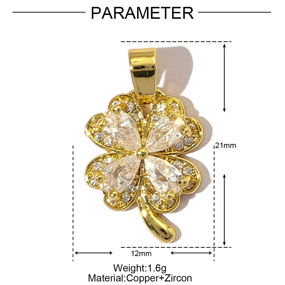 6pcs/pack Luxury Strawberry Cherry Cubic Zircon Angel Wing Charms Clover Rose Flower Copper CZ Necklace Pendants DIY Jewelry