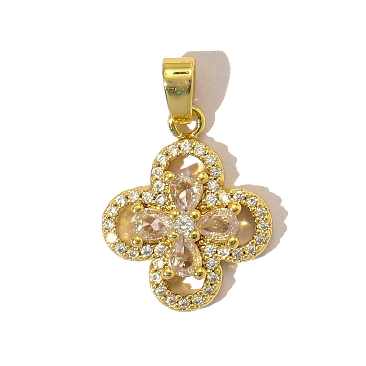 6pcs/pack Luxury Strawberry Cherry Cubic Zircon Angel Wing Charms Clover Rose Flower Copper CZ Necklace Pendants DIY Jewelry