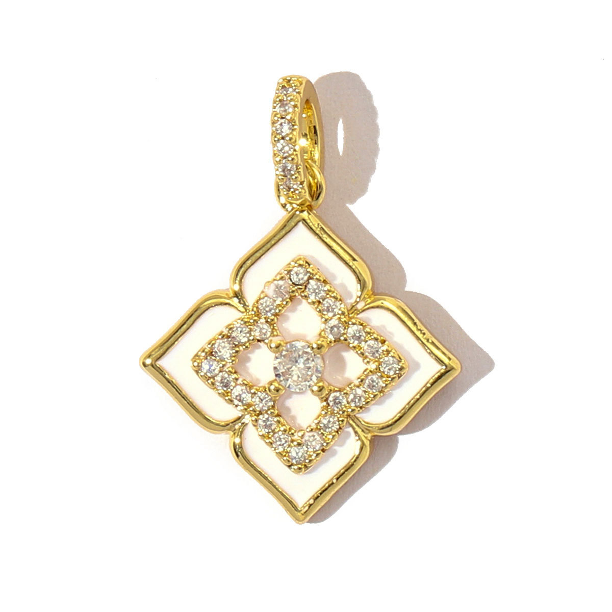 6pcs/pack Luxury Strawberry Cherry Cubic Zircon Angel Wing Charms Clover Rose Flower Copper CZ Necklace Pendants DIY Jewelry