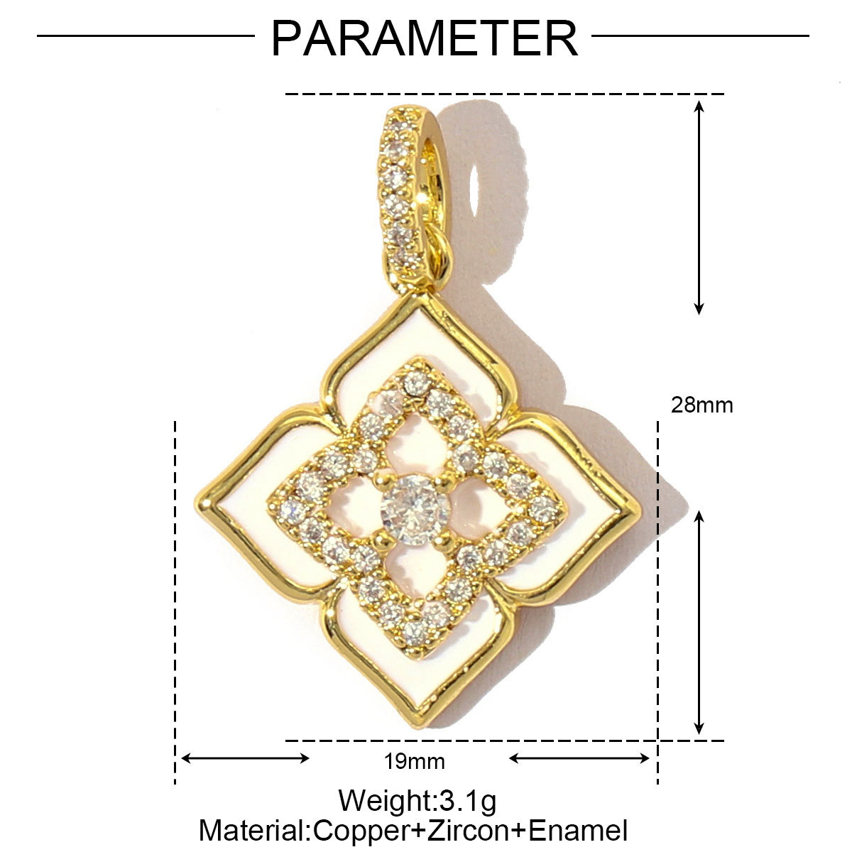 6pcs/pack Luxury Strawberry Cherry Cubic Zircon Angel Wing Charms Clover Rose Flower Copper CZ Necklace Pendants DIY Jewelry