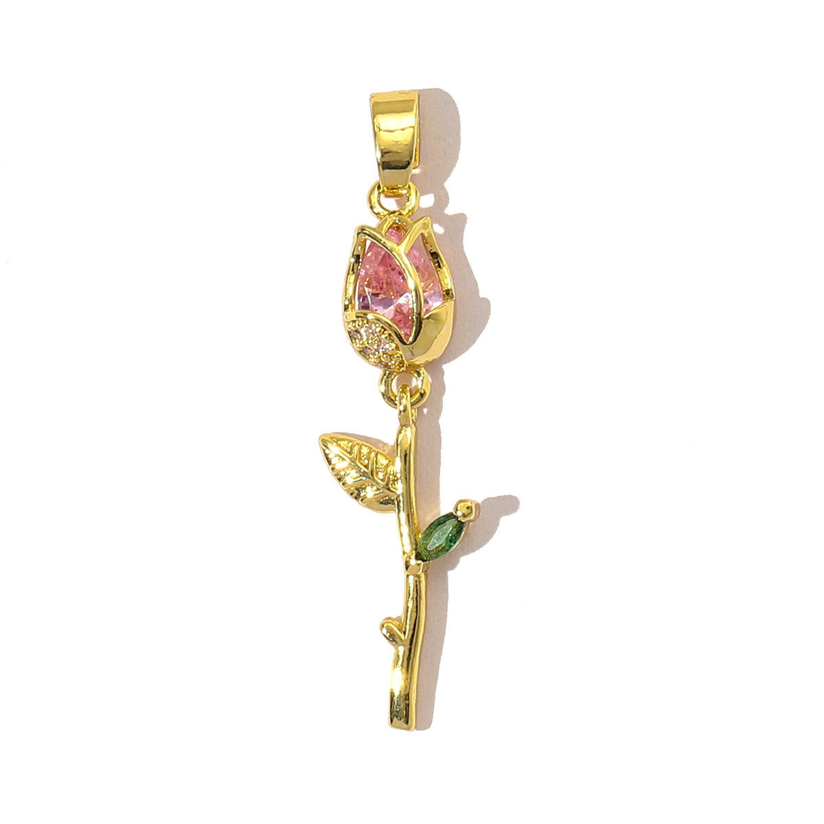 6pcs/pack Luxury Strawberry Cherry Cubic Zircon Angel Wing Charms Clover Rose Flower Copper CZ Necklace Pendants DIY Jewelry