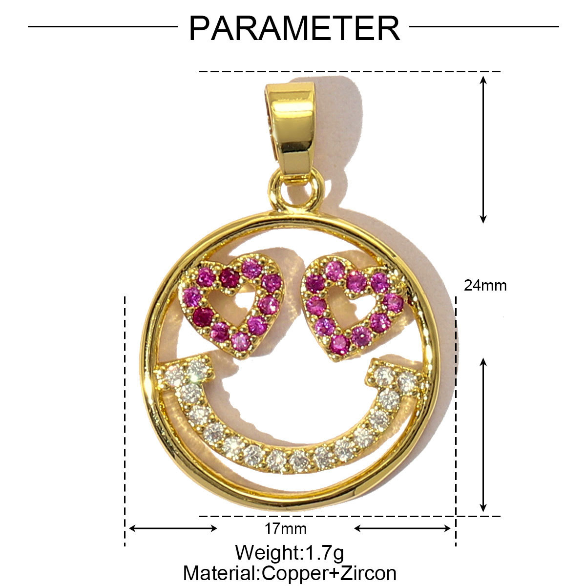 6pcs/pack Luxury Strawberry Cherry Cubic Zircon Angel Wing Charms Clover Rose Flower Copper CZ Necklace Pendants DIY Jewelry
