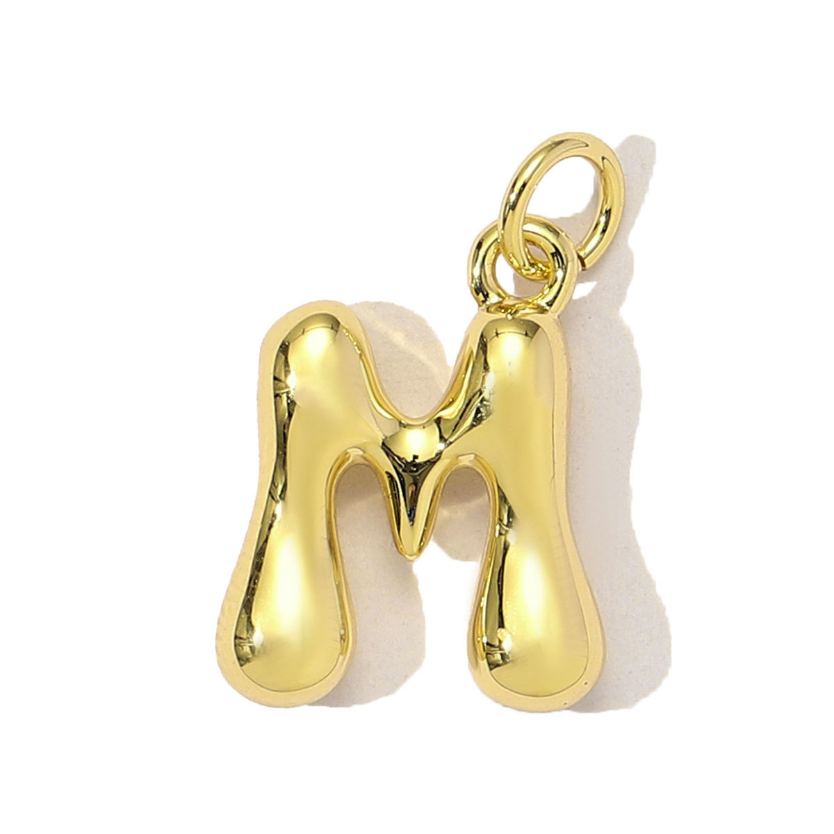 6pcs/Lot 18K Real Gold 26 A-Z Letter DIY Charms Copper Bubble Alphabet Name Necklace Pendants Women's Jewelry Wholesale