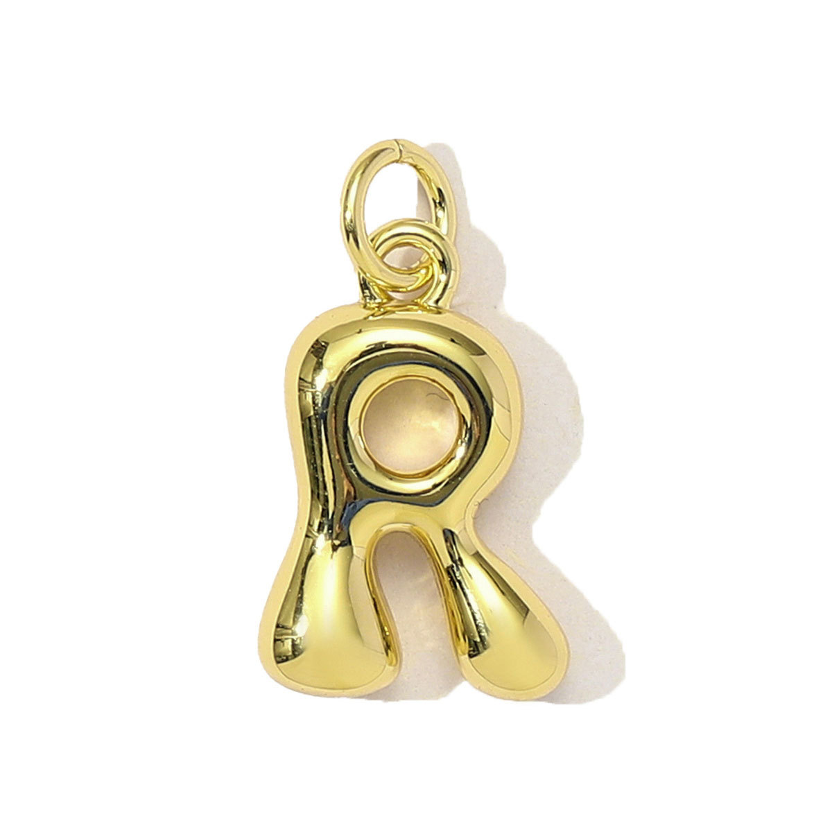 6pcs/Lot 18K Real Gold 26 A-Z Letter DIY Charms Copper Bubble Alphabet Name Necklace Pendants Women's Jewelry Wholesale