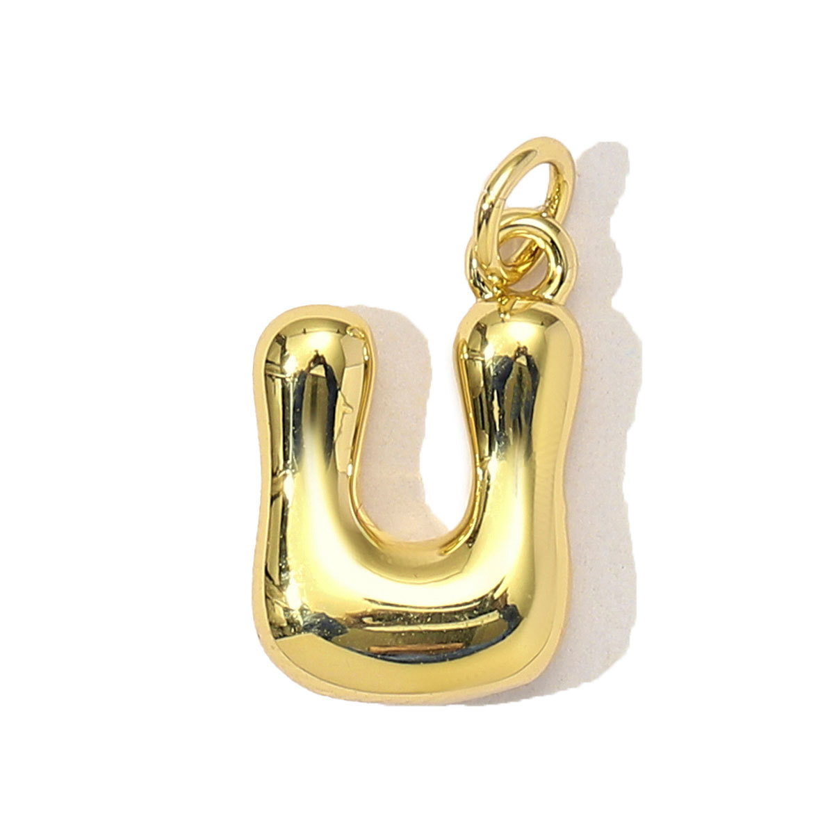 6pcs/Lot 18K Real Gold 26 A-Z Letter DIY Charms Copper Bubble Alphabet Name Necklace Pendants Women's Jewelry Wholesale