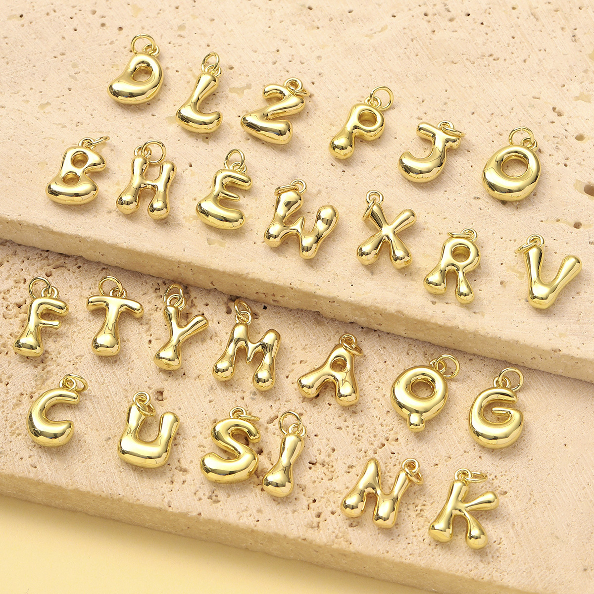 3pcs/Lot 18K Real Gold 26 A-Z Letter DIY Charms Copper Bubble Alphabet Name Necklace Pendants Women's Jewelry Wholesale
