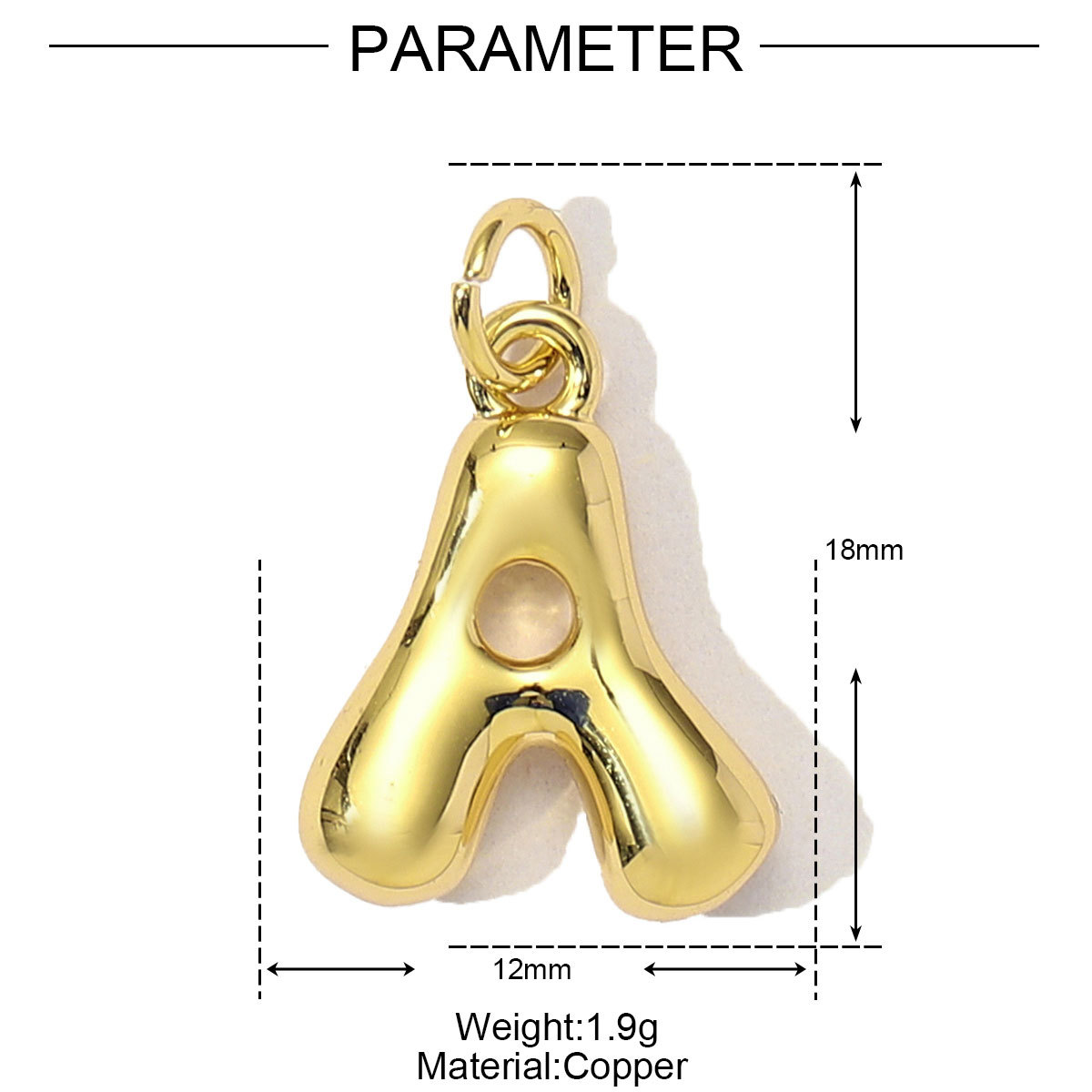 3pcs/Lot 18K Real Gold 26 A-Z Letter DIY Charms Copper Bubble Alphabet Name Necklace Pendants Women's Jewelry Wholesale