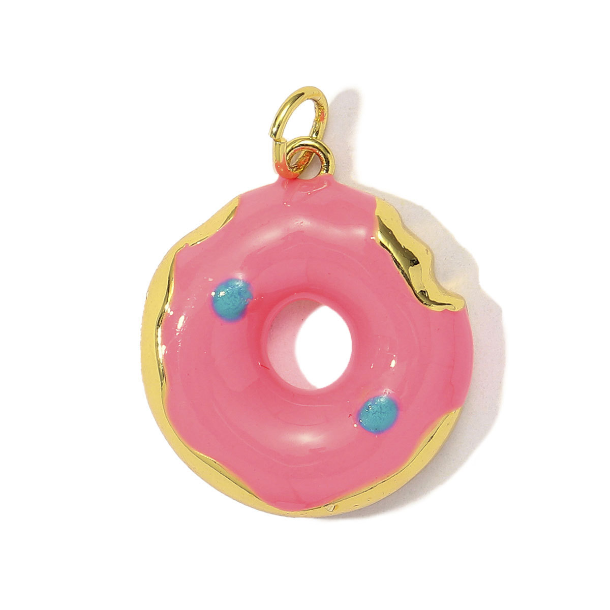 3pcs/Lot Cute Enamel Doughnut Strawberry DIY Charms Women Copper Ice Cream Durian Necklace Pendants Lemon Fruit Jewelry
