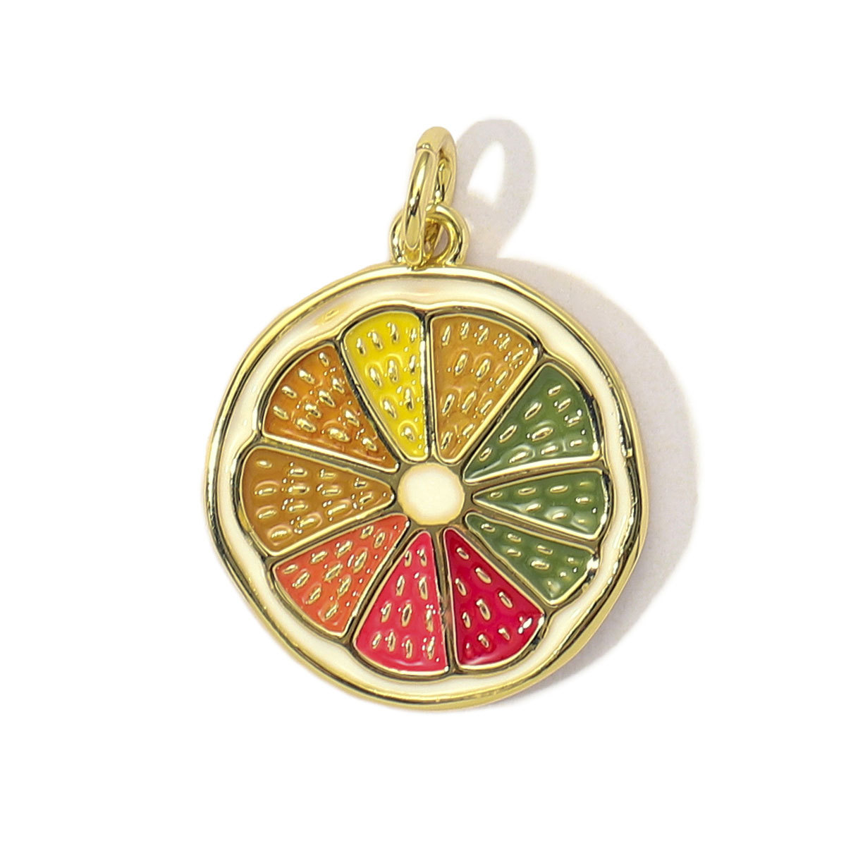 3pcs/Lot Cute Enamel Doughnut Strawberry DIY Charms Women Copper Ice Cream Durian Necklace Pendants Lemon Fruit Jewelry