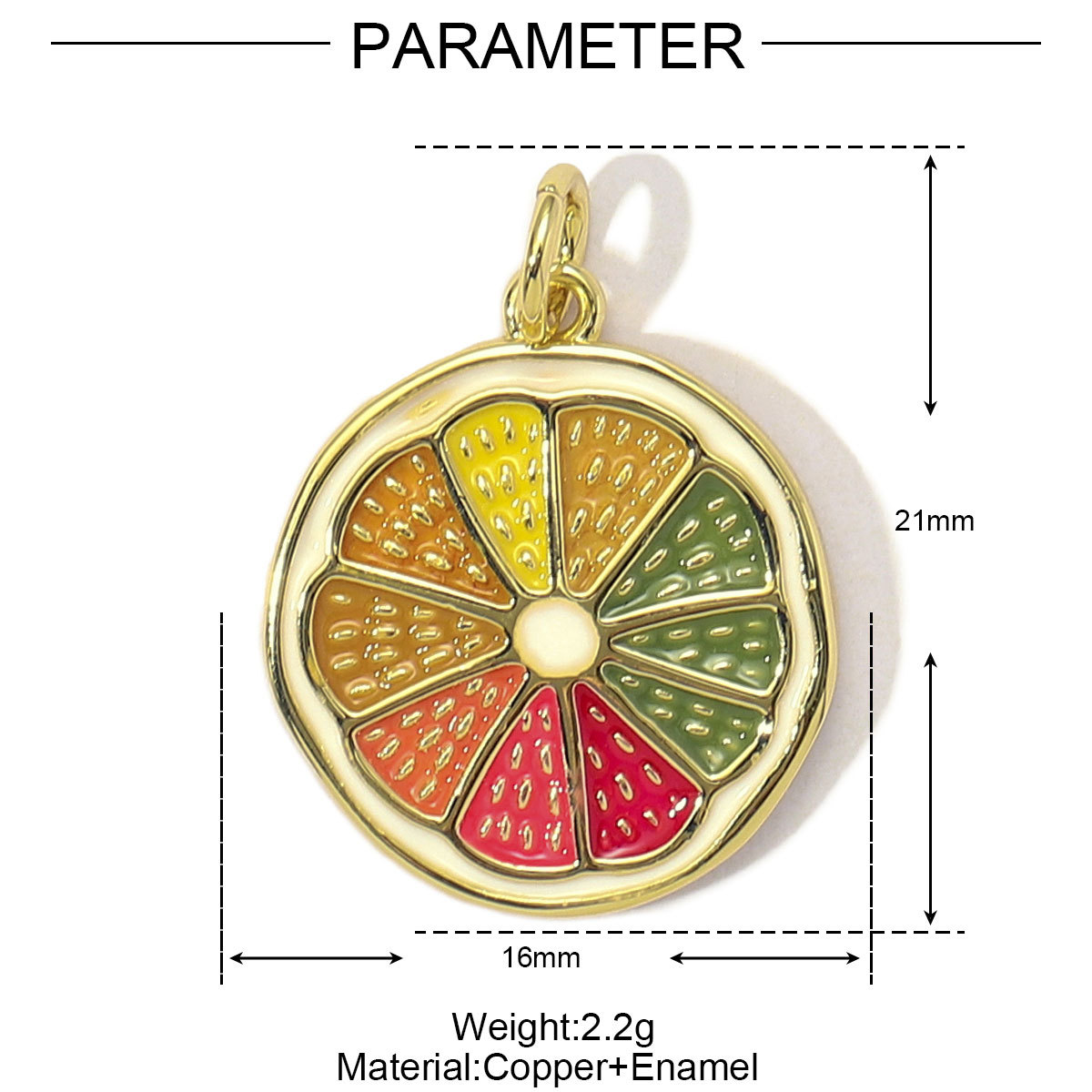 3pcs/Lot Cute Enamel Doughnut Strawberry DIY Charms Women Copper Ice Cream Durian Necklace Pendants Lemon Fruit Jewelry