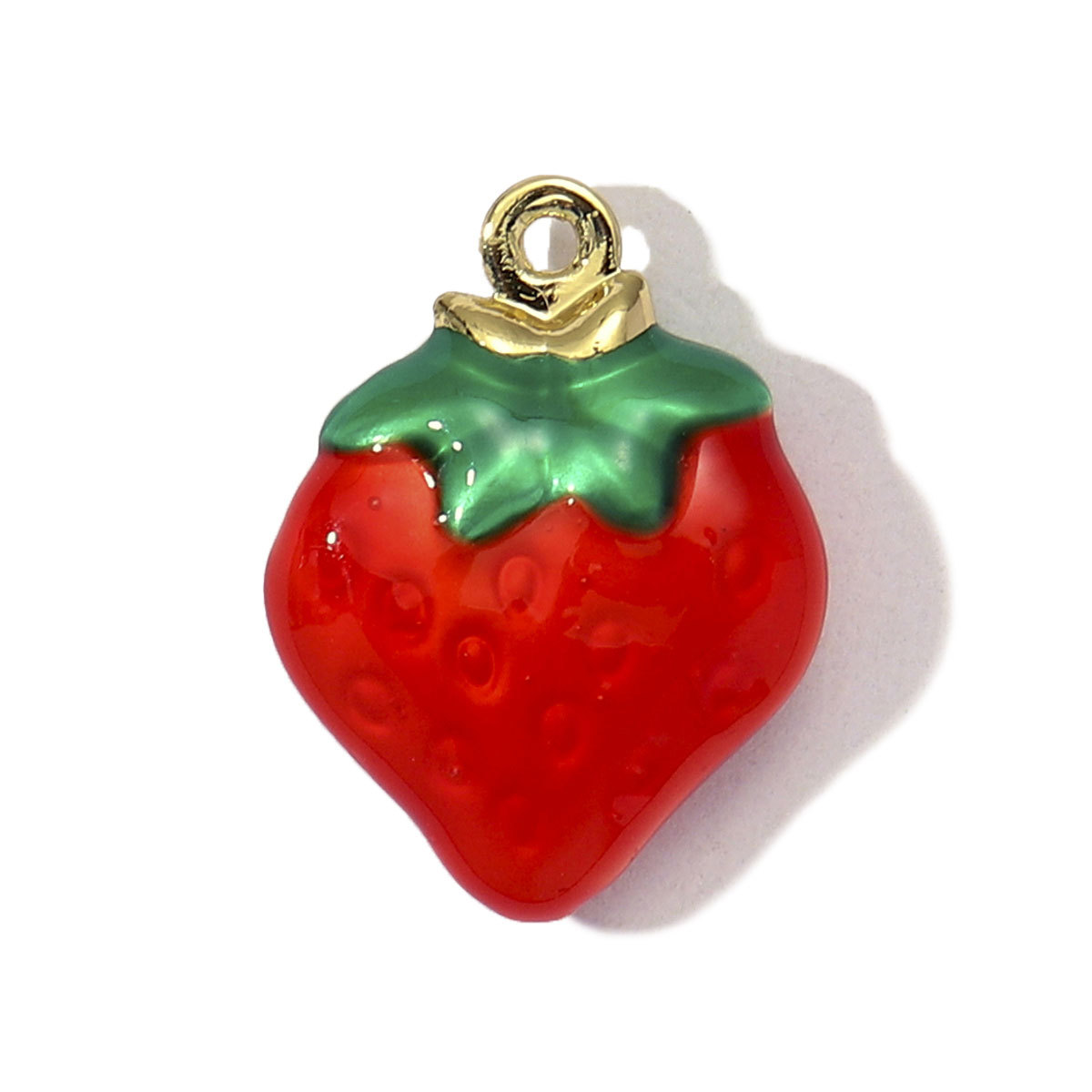 3pcs/Lot Cute Enamel Doughnut Strawberry DIY Charms Women Copper Ice Cream Durian Necklace Pendants Lemon Fruit Jewelry