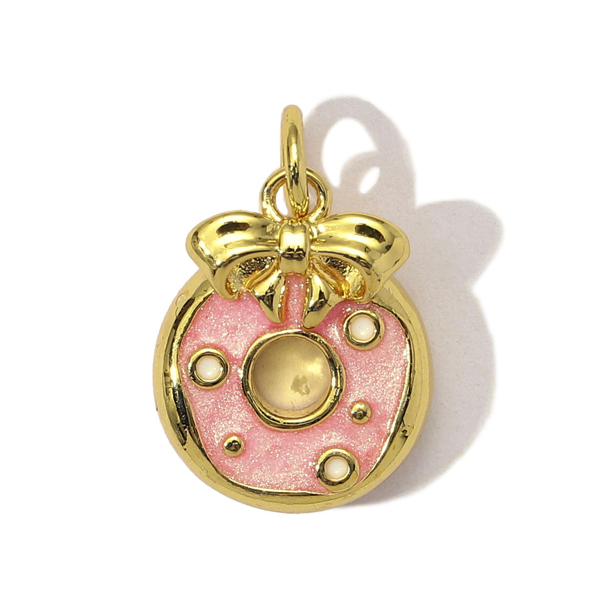 3pcs/Lot Cute Enamel Doughnut Strawberry DIY Charms Women Copper Ice Cream Durian Necklace Pendants Lemon Fruit Jewelry