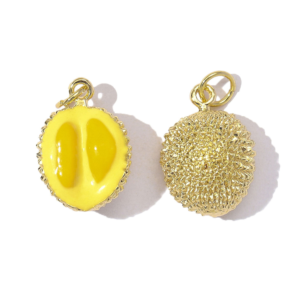 3pcs/Lot Cute Enamel Doughnut Strawberry DIY Charms Women Copper Ice Cream Durian Necklace Pendants Lemon Fruit Jewelry