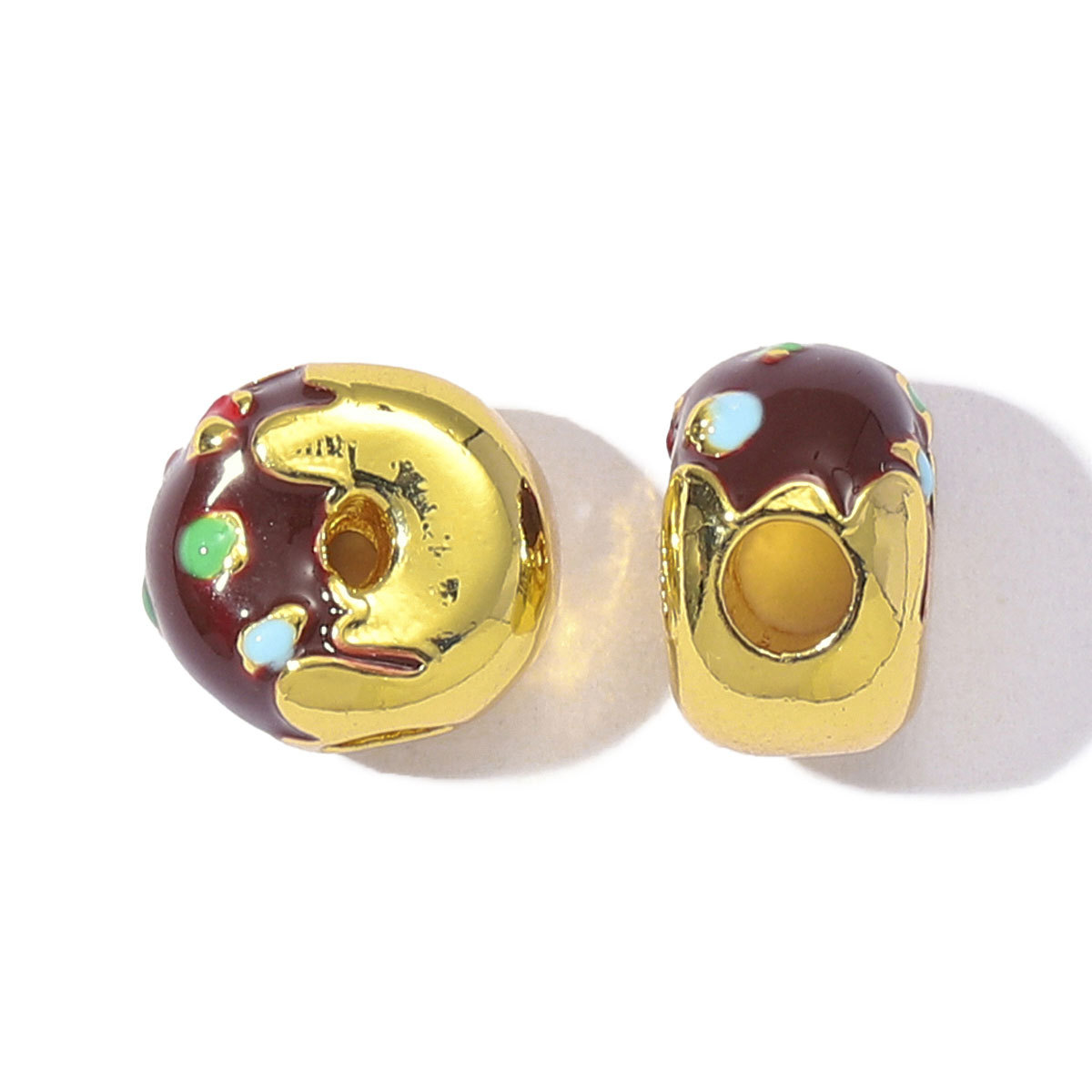 3pcs/Lot Cute Enamel Doughnut Strawberry DIY Charms Women Copper Ice Cream Durian Necklace Pendants Lemon Fruit Jewelry