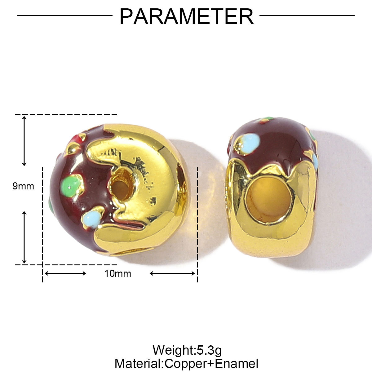 3pcs/Lot Cute Enamel Doughnut Strawberry DIY Charms Women Copper Ice Cream Durian Necklace Pendants Lemon Fruit Jewelry