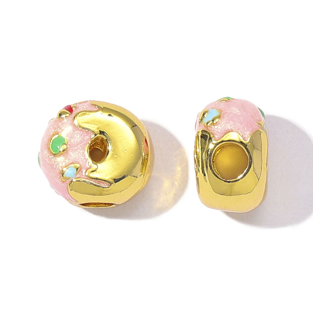 3pcs/Lot Cute Enamel Doughnut Strawberry DIY Charms Women Copper Ice Cream Durian Necklace Pendants Lemon Fruit Jewelry