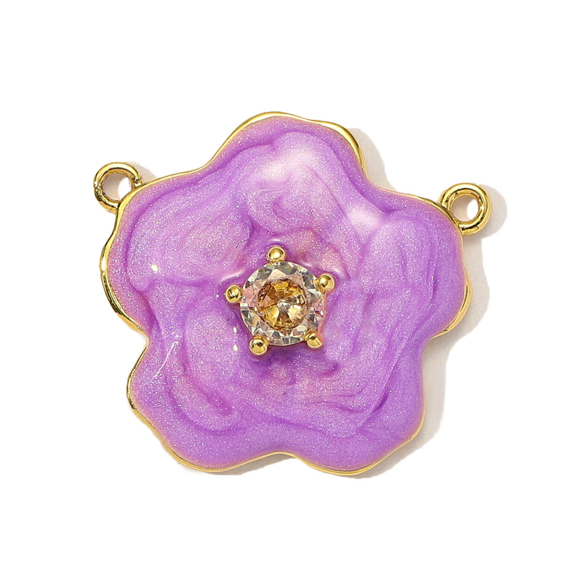 6pcs/Lot French Colorful Enamel Cherry Blossom DIY Necklace Pendants Women Copper CZ Sakura Maple Leaf Charms Flower Jewelry