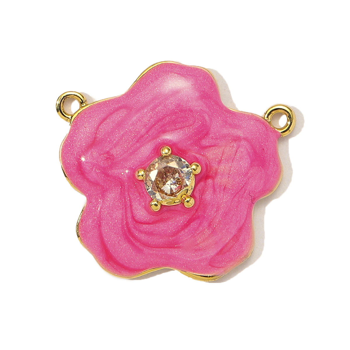 6pcs/Lot French Colorful Enamel Cherry Blossom DIY Necklace Pendants Women Copper CZ Sakura Maple Leaf Charms Flower Jewelry