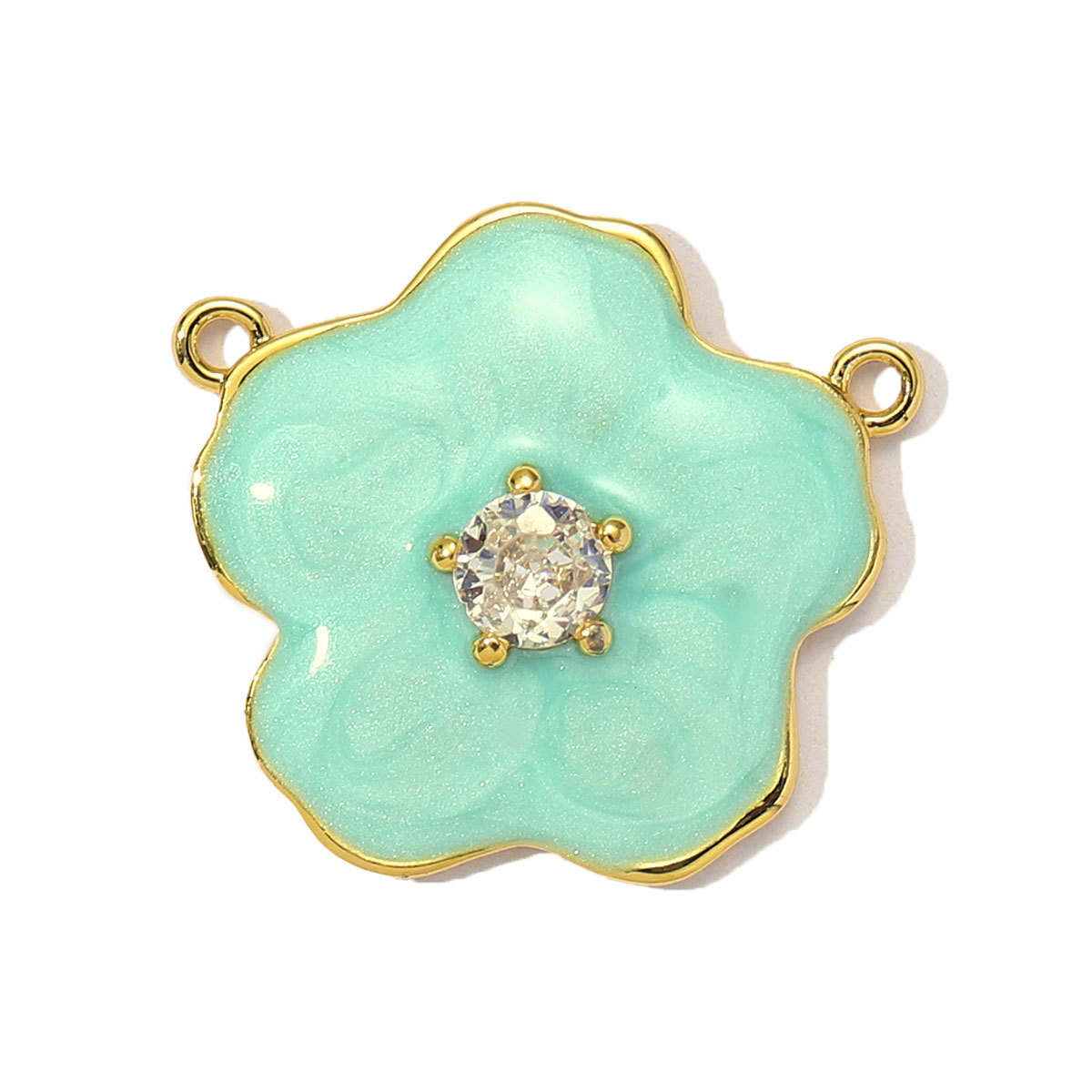 6pcs/Lot French Colorful Enamel Cherry Blossom DIY Necklace Pendants Women Copper CZ Sakura Maple Leaf Charms Flower Jewelry