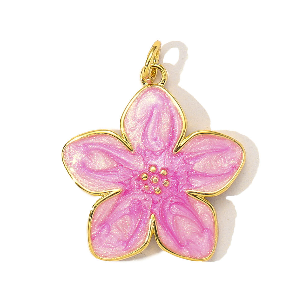 6pcs/Lot French Colorful Enamel Cherry Blossom DIY Necklace Pendants Women Copper CZ Sakura Maple Leaf Charms Flower Jewelry