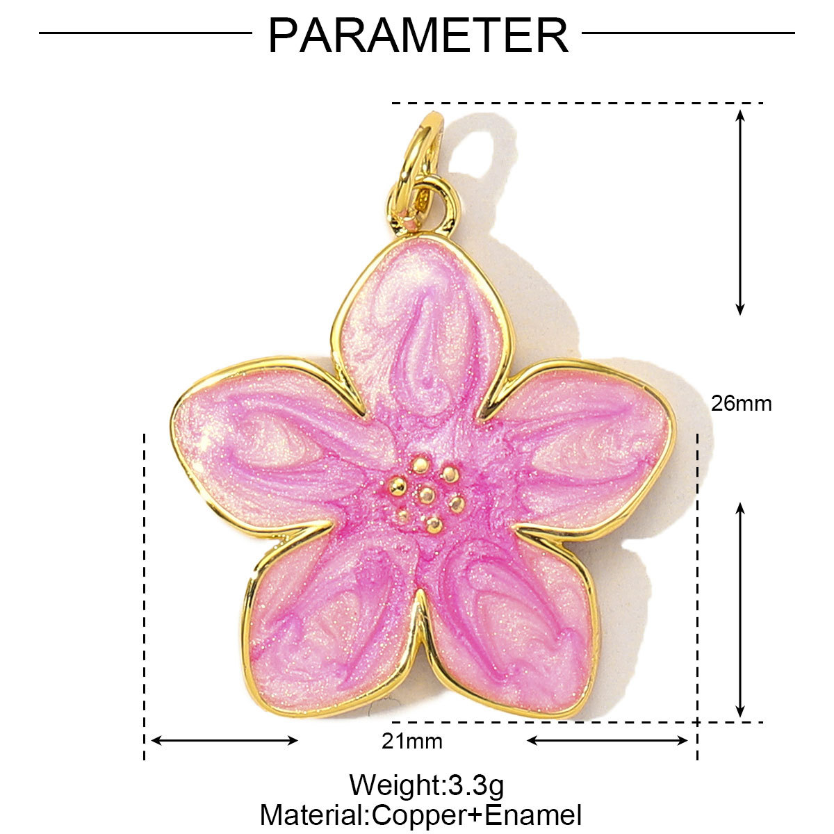 6pcs/Lot French Colorful Enamel Cherry Blossom DIY Necklace Pendants Women Copper CZ Sakura Maple Leaf Charms Flower Jewelry