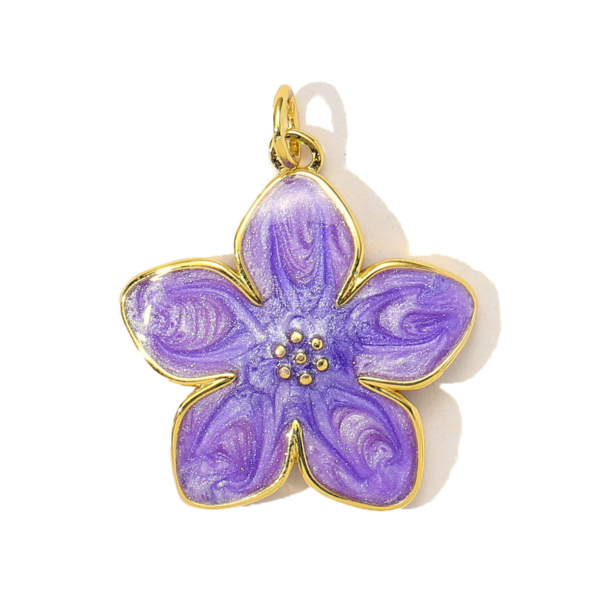 6pcs/Lot French Colorful Enamel Cherry Blossom DIY Necklace Pendants Women Copper CZ Sakura Maple Leaf Charms Flower Jewelry