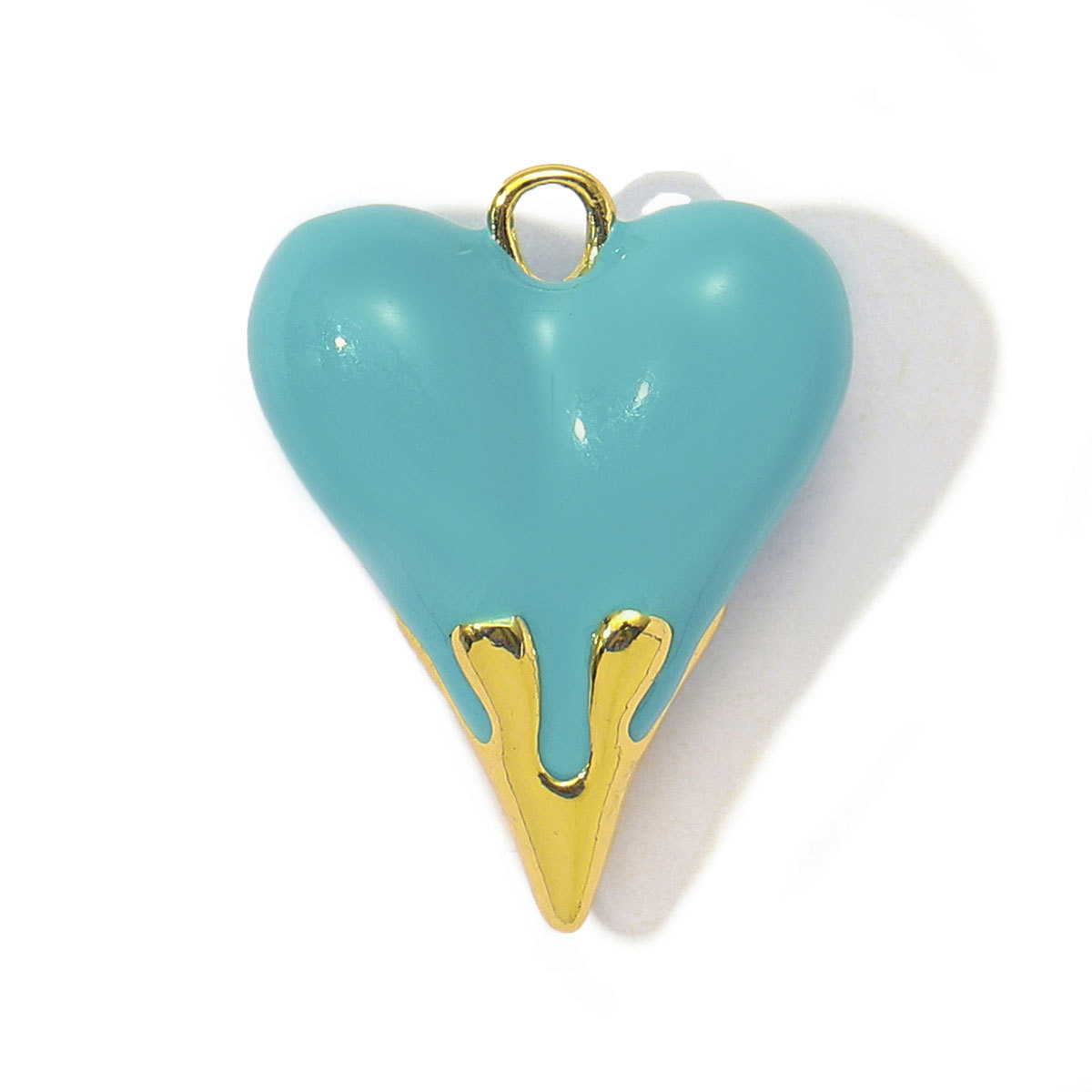 3pcs/Lot Fashion Painted Enamel Love Heart DIY Necklace Pendants Women Copper CZ Gradient Color Charms Jewelry Wholesale