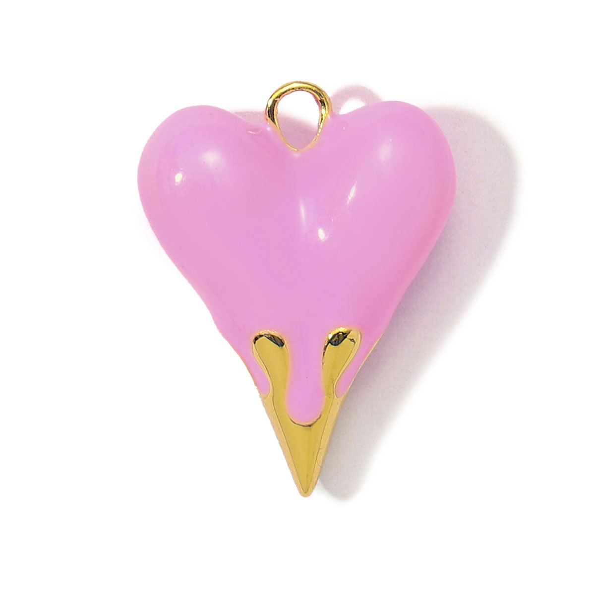 3pcs/Lot Fashion Painted Enamel Love Heart DIY Necklace Pendants Women Copper CZ Gradient Color Charms Jewelry Wholesale