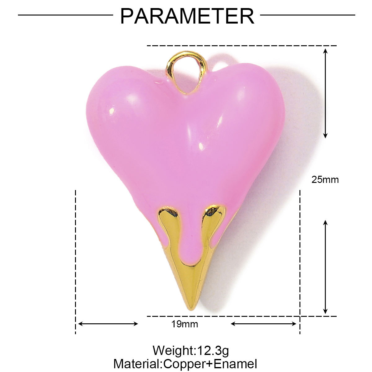 3pcs/Lot Fashion Painted Enamel Love Heart DIY Necklace Pendants Women Copper CZ Gradient Color Charms Jewelry Wholesale