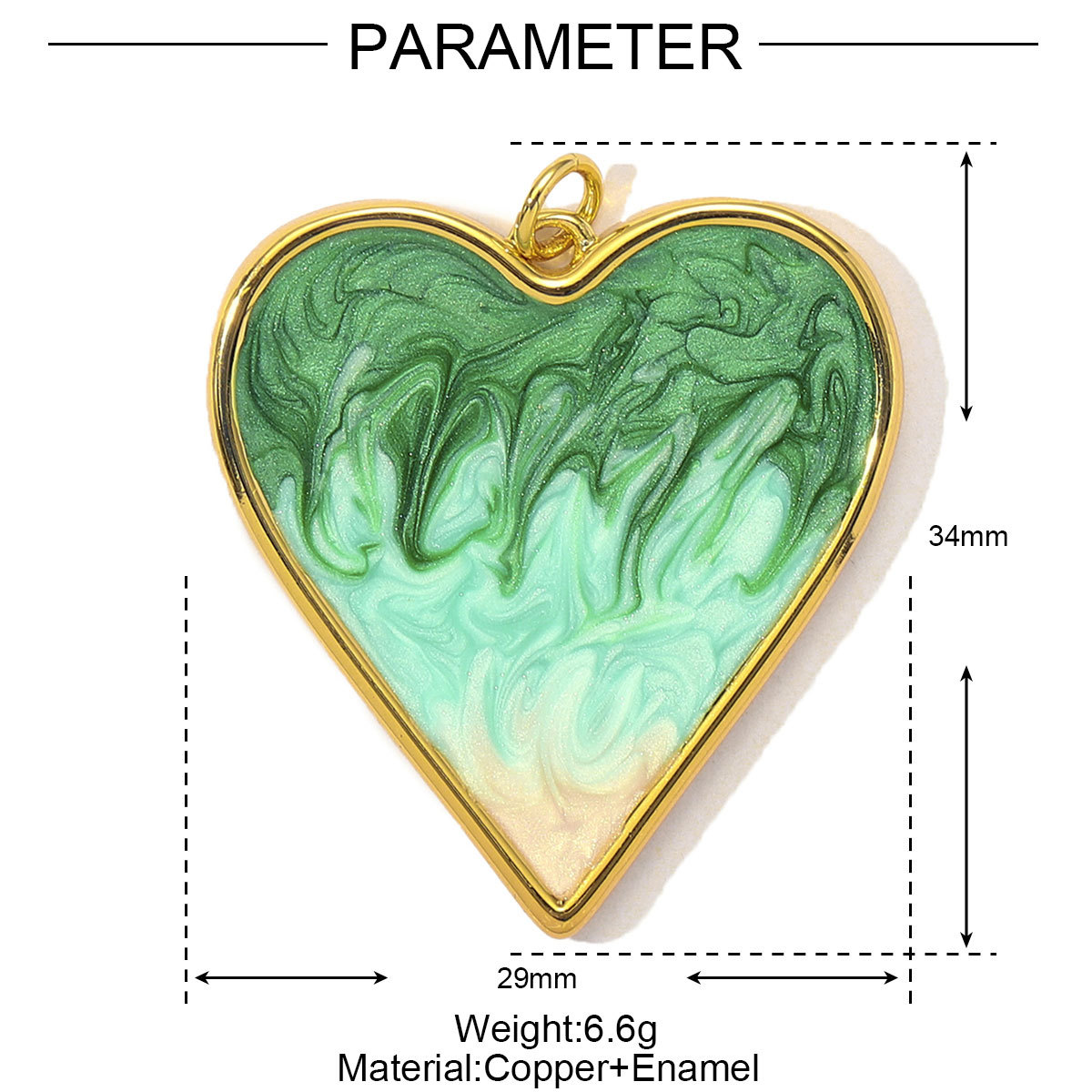 3pcs/Lot Fashion Painted Enamel Love Heart DIY Necklace Pendants Women Copper CZ Gradient Color Charms Jewelry Wholesale