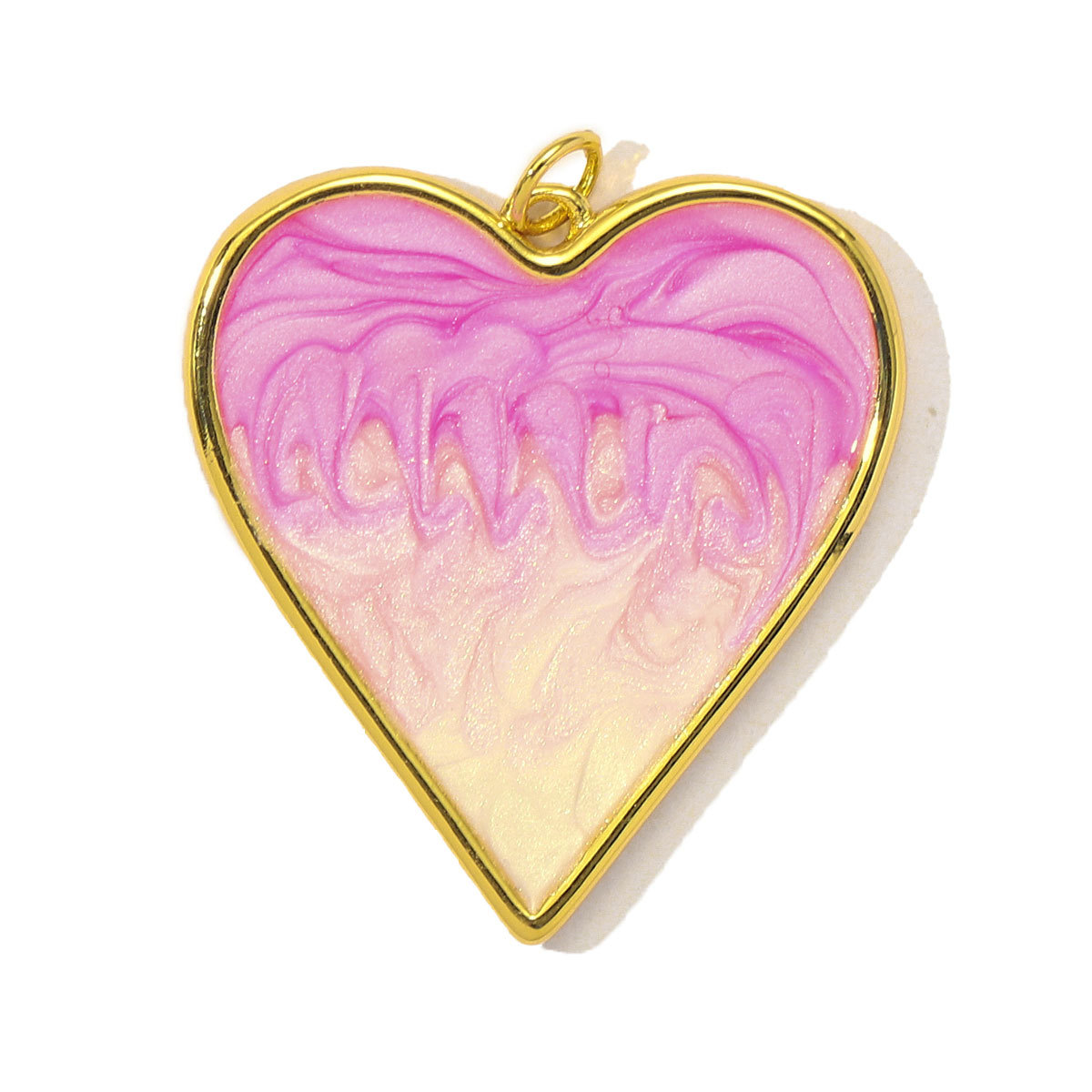 3pcs/Lot Fashion Painted Enamel Love Heart DIY Necklace Pendants Women Copper CZ Gradient Color Charms Jewelry Wholesale