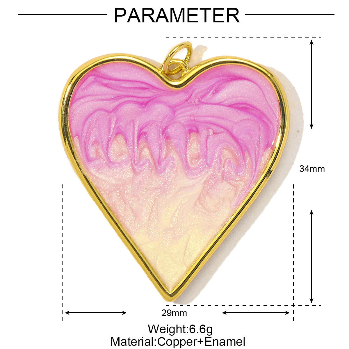 3pcs/Lot Fashion Painted Enamel Love Heart DIY Necklace Pendants Women Copper CZ Gradient Color Charms Jewelry Wholesale