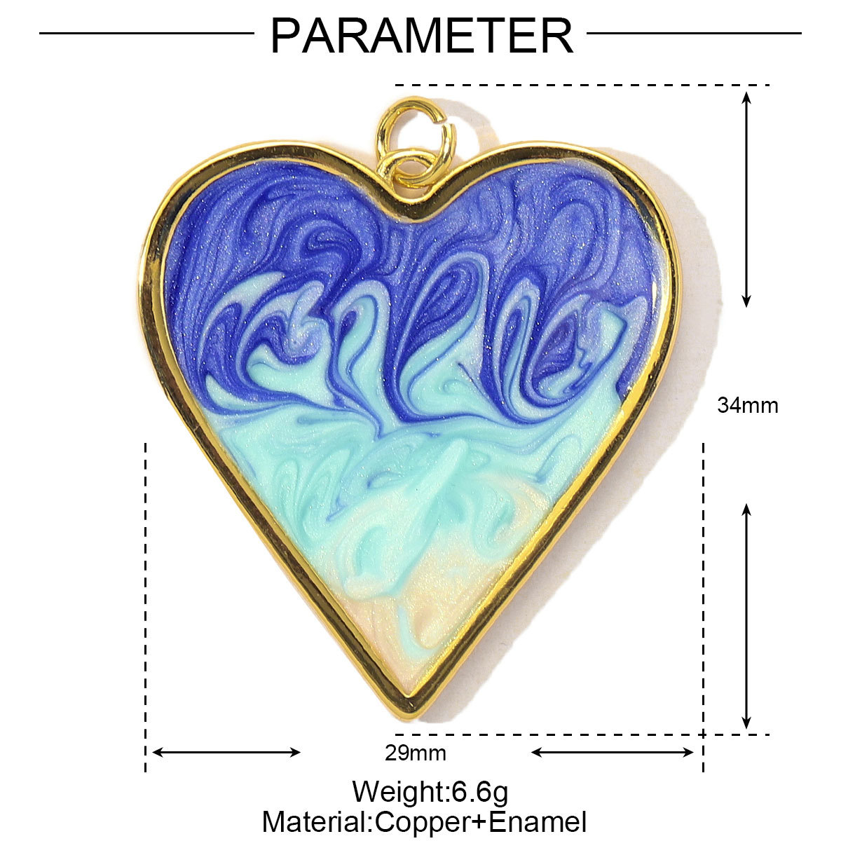6pcs/Lot Fashion Painted Enamel Love Heart DIY Necklace Pendants Women Copper CZ Gradient Color Charms Jewelry Wholesale