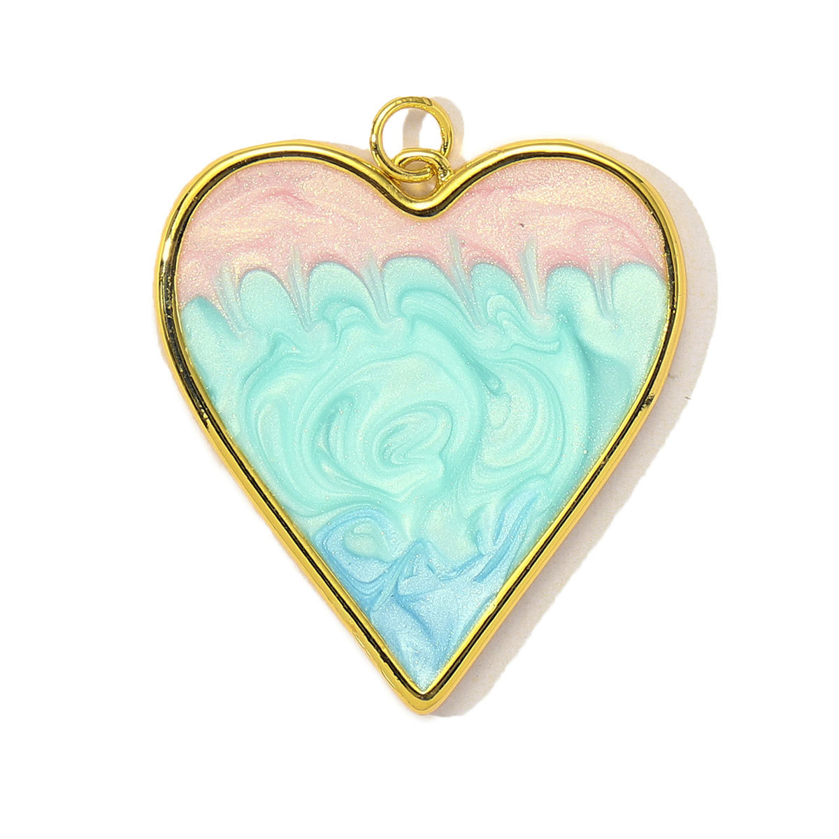 6pcs/Lot Fashion Painted Enamel Love Heart DIY Necklace Pendants Women Copper CZ Gradient Color Charms Jewelry Wholesale