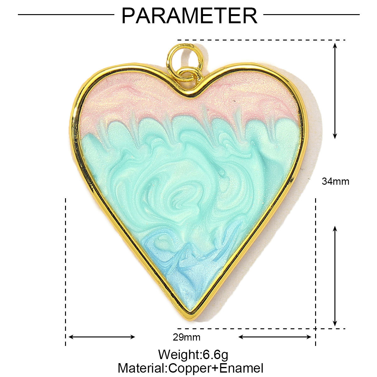 6pcs/Lot Fashion Painted Enamel Love Heart DIY Necklace Pendants Women Copper CZ Gradient Color Charms Jewelry Wholesale