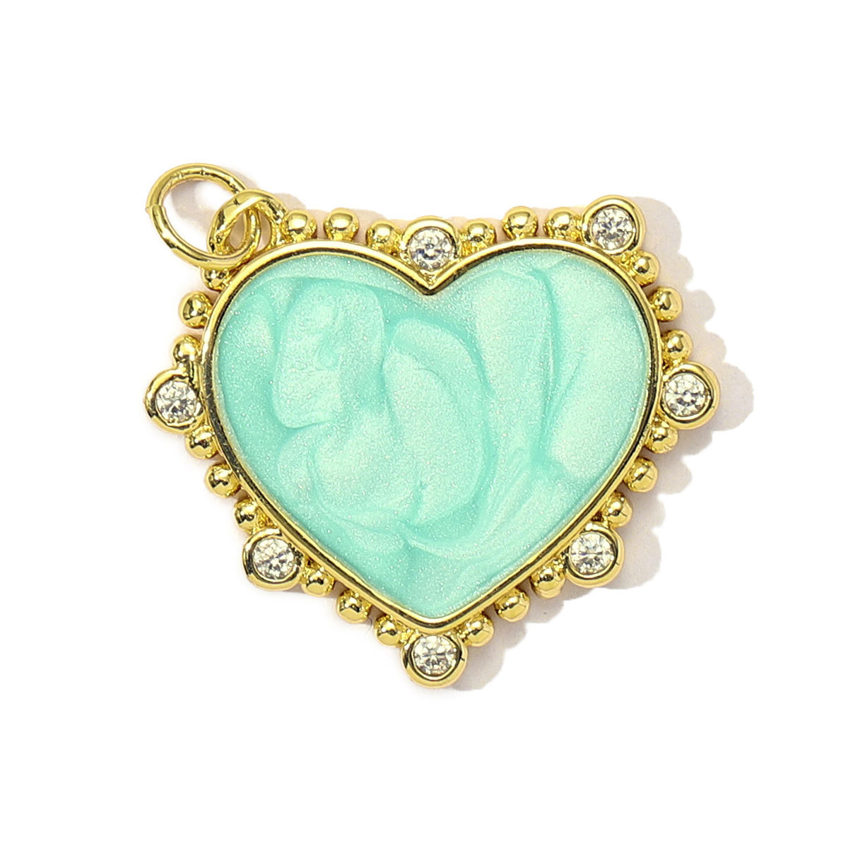 6pcs/Lot Fashion Painted Enamel Love Heart DIY Necklace Pendants Women Copper CZ Gradient Color Charms Jewelry Wholesale