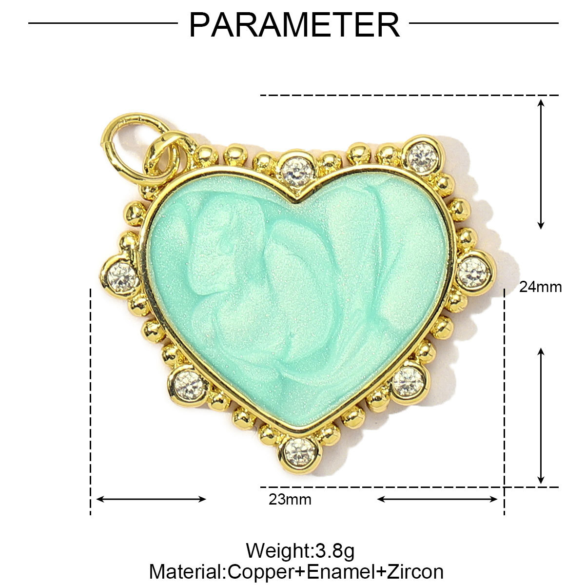 6pcs/Lot Fashion Painted Enamel Love Heart DIY Necklace Pendants Women Copper CZ Gradient Color Charms Jewelry Wholesale