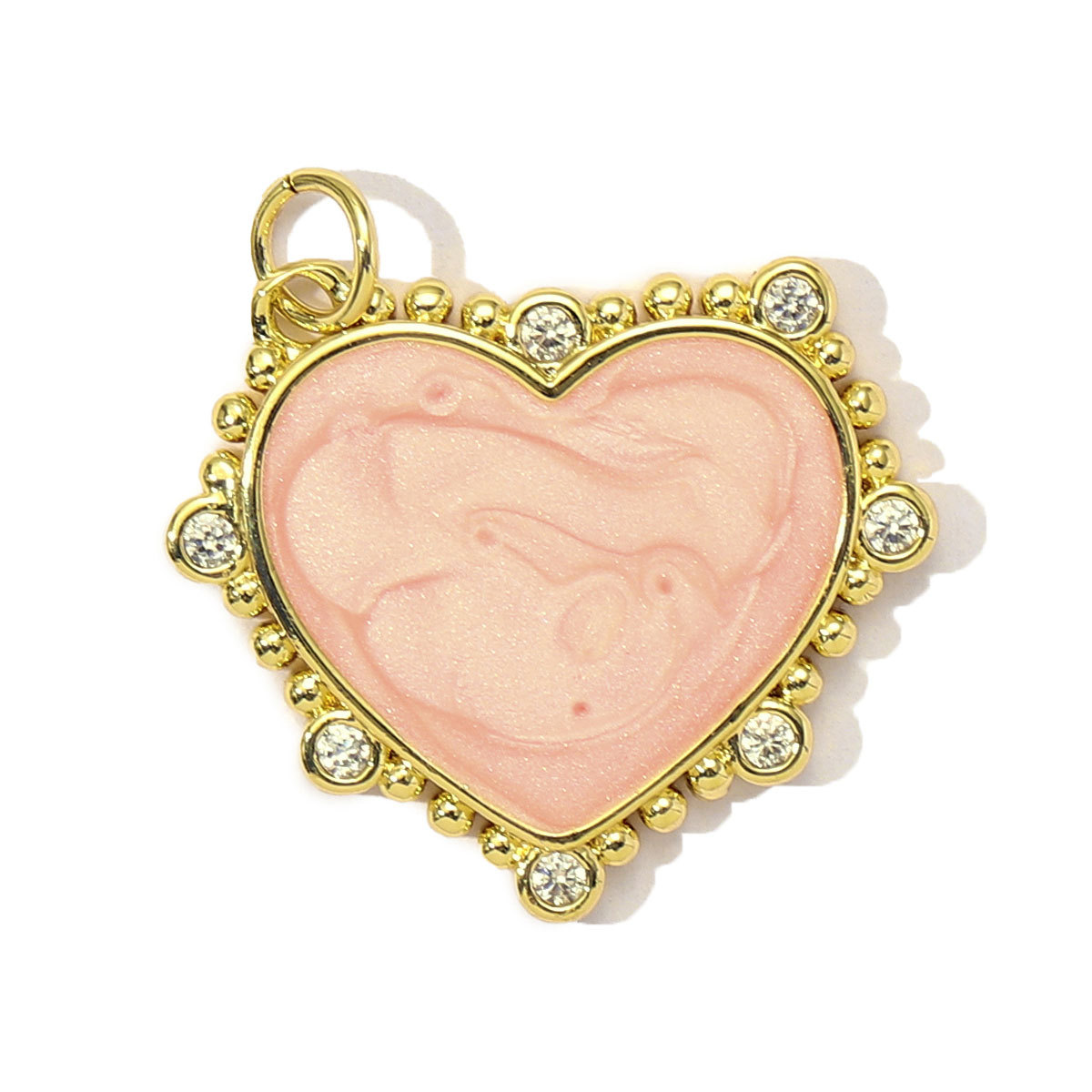 6pcs/Lot Fashion Painted Enamel Love Heart DIY Necklace Pendants Women Copper CZ Gradient Color Charms Jewelry Wholesale