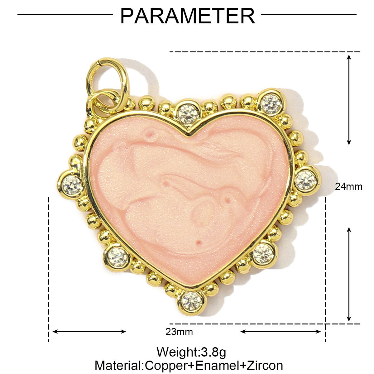 6pcs/Lot Fashion Painted Enamel Love Heart DIY Necklace Pendants Women Copper CZ Gradient Color Charms Jewelry Wholesale