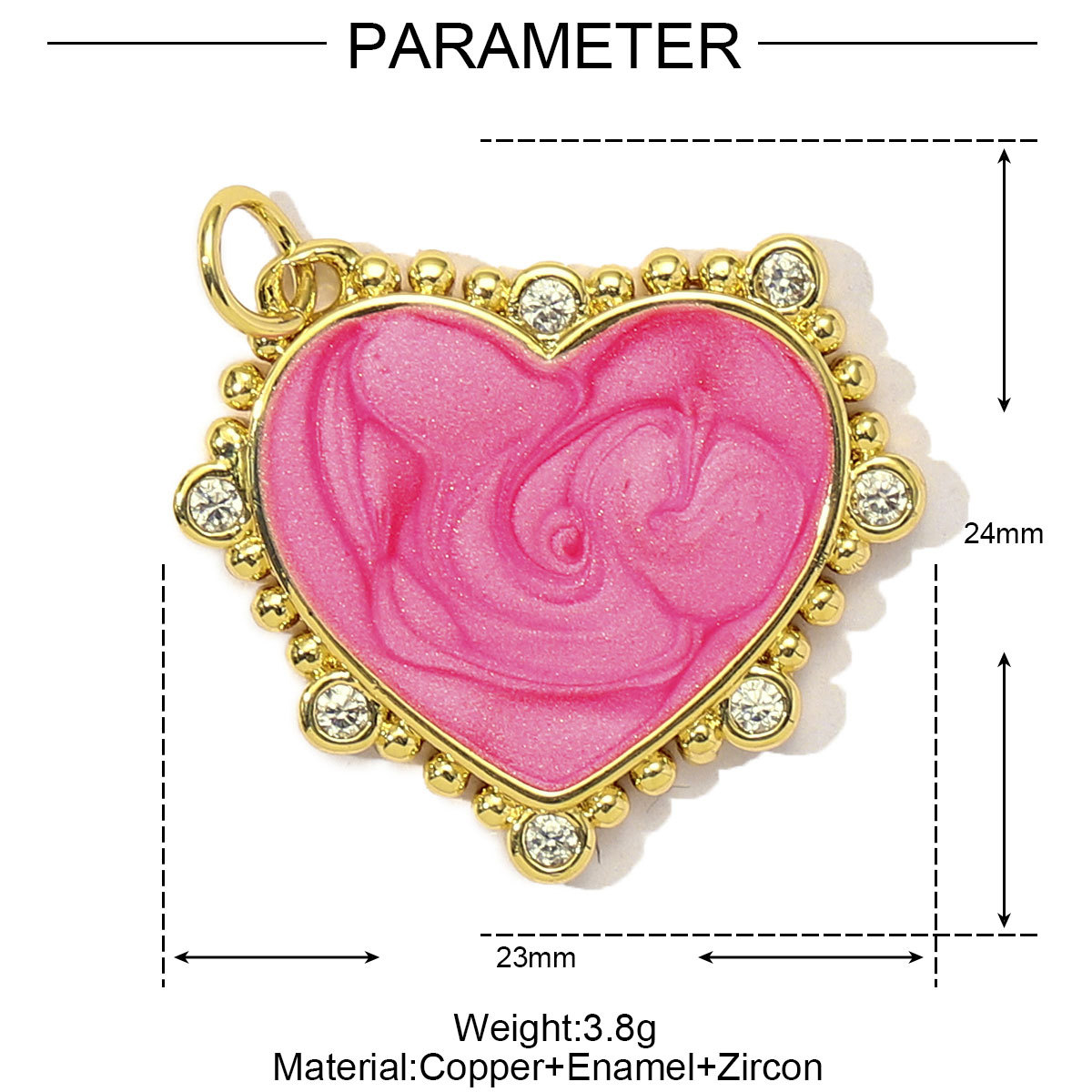 6pcs/Lot Fashion Painted Enamel Love Heart DIY Necklace Pendants Women Copper CZ Gradient Color Charms Jewelry Wholesale