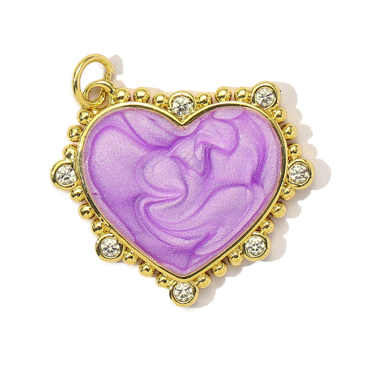 6pcs/Lot Fashion Painted Enamel Love Heart DIY Necklace Pendants Women Copper CZ Gradient Color Charms Jewelry Wholesale