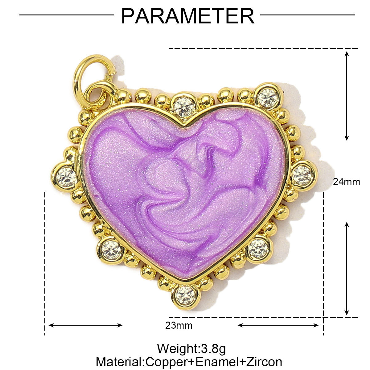 6pcs/Lot Fashion Painted Enamel Love Heart DIY Necklace Pendants Women Copper CZ Gradient Color Charms Jewelry Wholesale
