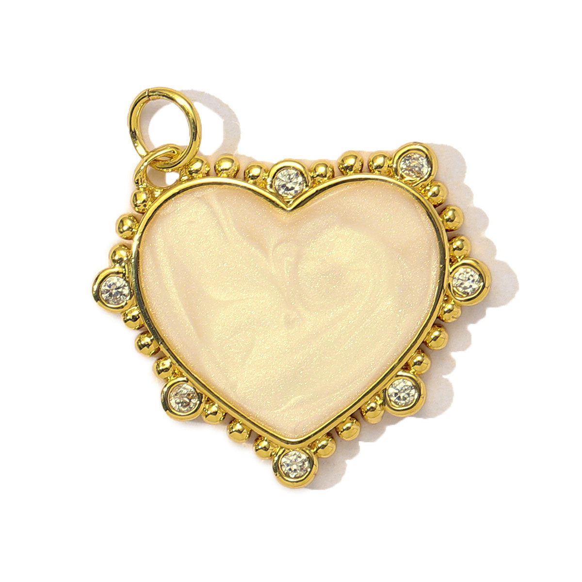 6pcs/Lot Fashion Painted Enamel Love Heart DIY Necklace Pendants Women Copper CZ Gradient Color Charms Jewelry Wholesale