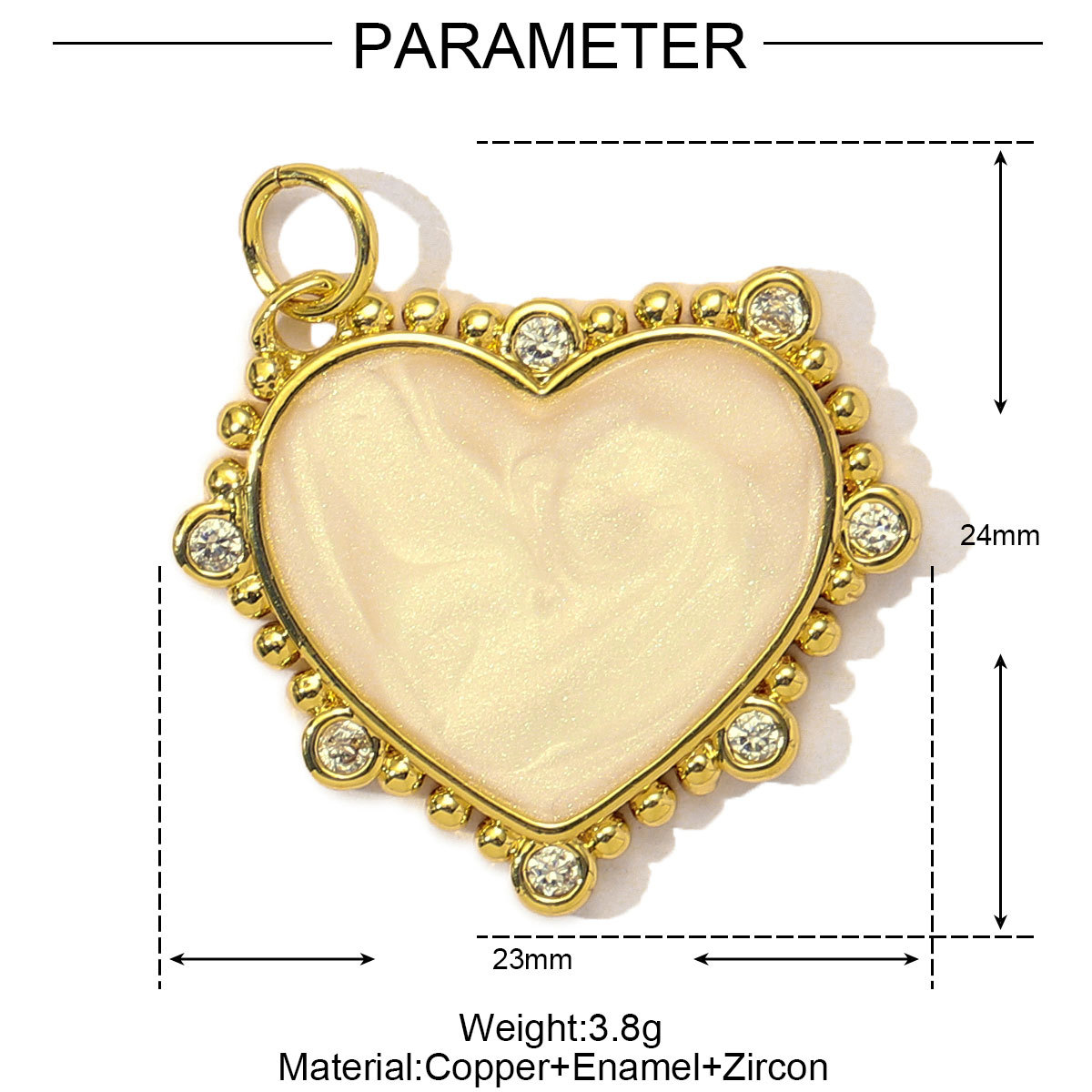 6pcs/Lot Fashion Painted Enamel Love Heart DIY Necklace Pendants Women Copper CZ Gradient Color Charms Jewelry Wholesale