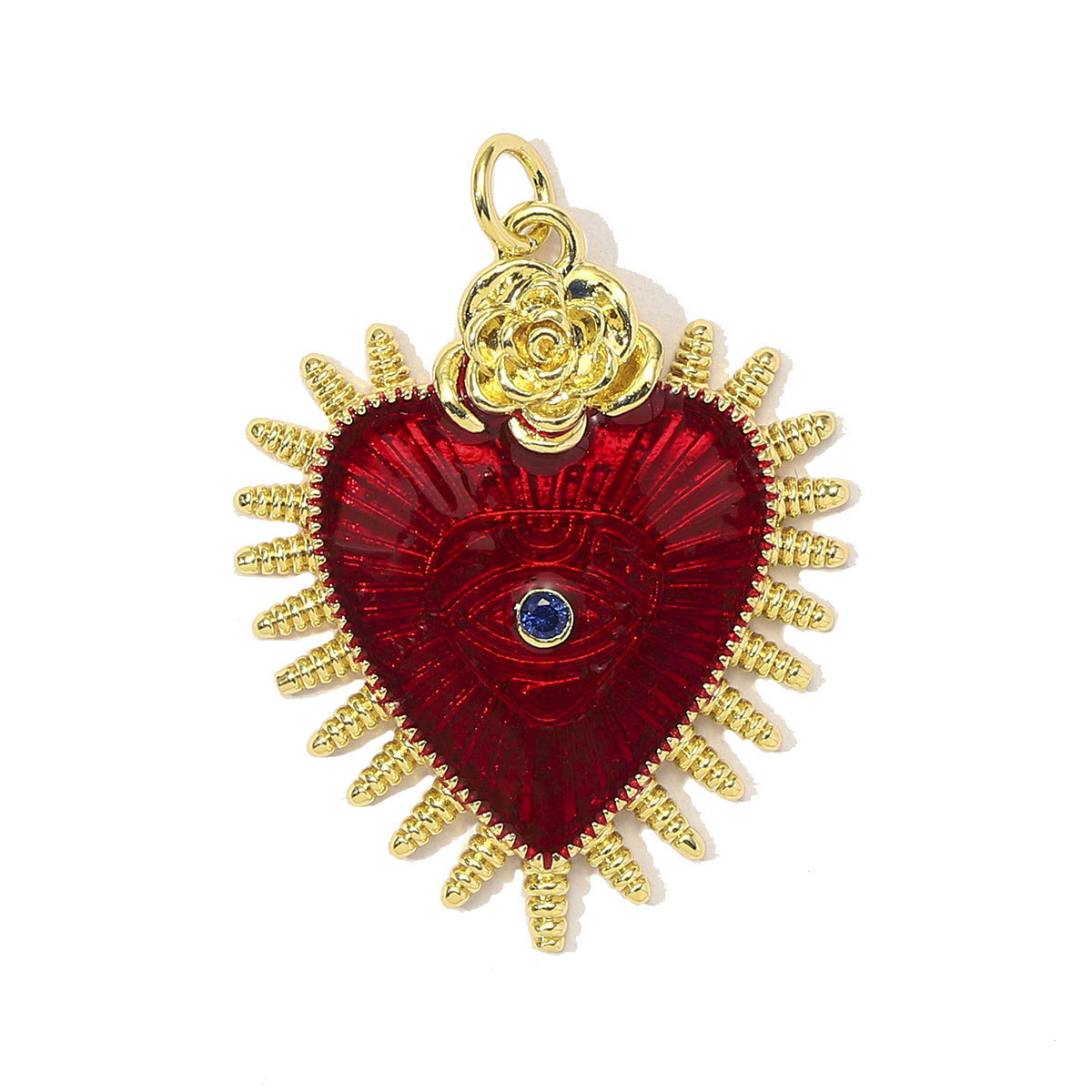 6pcs/Lot Fashion Painted Enamel Love Heart DIY Necklace Pendants Women Copper CZ Gradient Color Charms Jewelry Wholesale