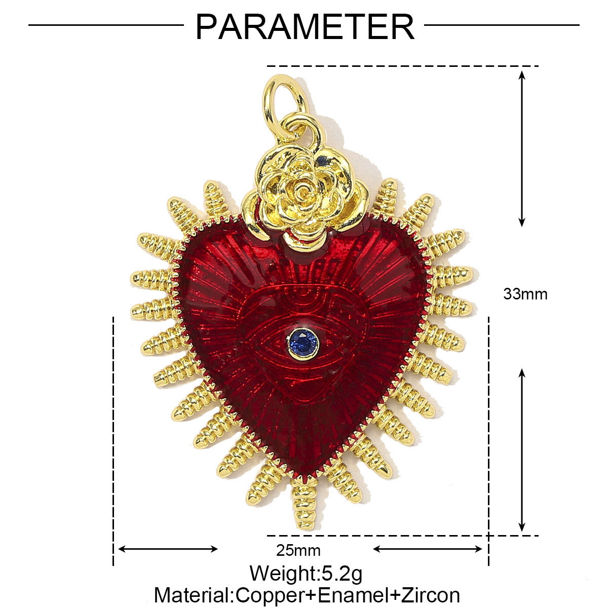 6pcs/Lot Fashion Painted Enamel Love Heart DIY Necklace Pendants Women Copper CZ Gradient Color Charms Jewelry Wholesale